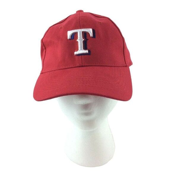 Texas Rangers MLB Embroidered Hat Cap Red Cotton Blend Hook Loop Adjustable - Picture 1 of 6